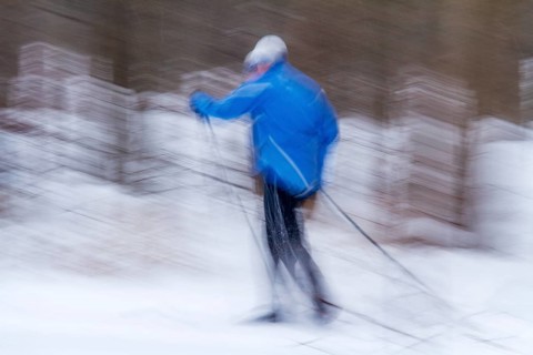 Person skiing, Slow motion image, City of Montreal, Province of Quebec, Canada, North America