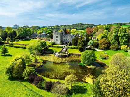 Sizergh Castle from drone, Helsington, Cumbria, England, United Kingdom