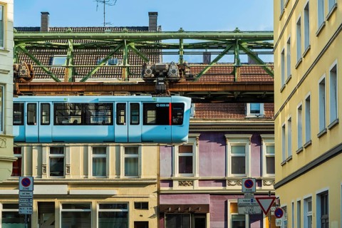 The Wuppertal suspension railway near the Sonnborn stop, Wuppertal, Germany, digitally reworked
