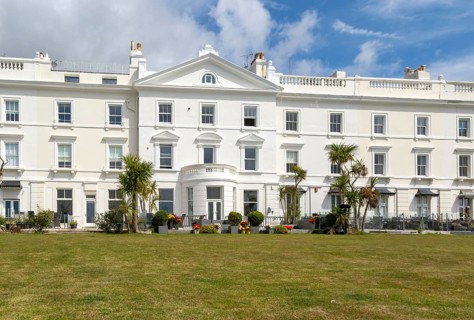 Historic terrace houses built c 1860s overlooking Plymouth Sound, Grand Parade, West Hoe, Plymouth,