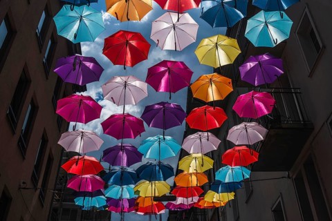 Coloured umbrellas, Interlaken, Bern, Switzerland