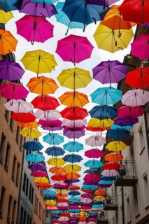 Coloured umbrellas, Interlaken, Bern, Switzerland