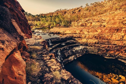 Bell Gorge, The Kimberleys, waterfall, sunrise in the outback, Australia