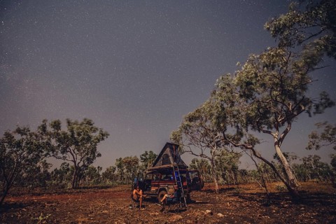 Australia Outback Landrover Camper Starry sky, Australia