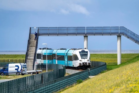 Train connection to the seaport of Eemshaven, in the Ems estuary, the British transport company