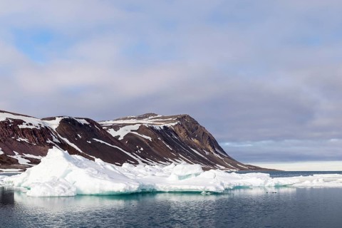 Drift ice, sea ice, sea, mountain range, Faksevagen, Spitsbergen, Svalbard
