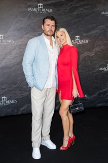 Isi Glück with man Carlos Lucio at the Remus Lifestyle Night on the roof terrace of the Pure Salt