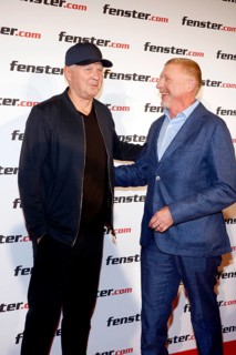Stefan Effenberg and Boris Becker at the press conference to mark the presentation of the new TV