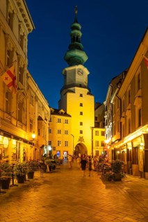 Night shot of St Michael's Gate (Michalská brána) in Bratislava, Slovakia