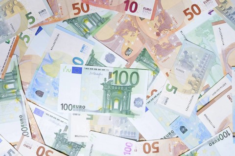 Various euro banknotes