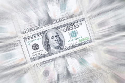 US dollar notes, 10 dollars, 100 dollars, banknotes, zoom effect