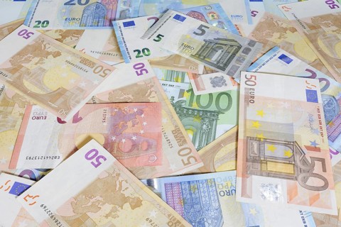 Various euro banknotes