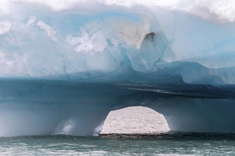 Iceberg, blue glacier ice, Konowbreen, Scandinavia, Svalbard