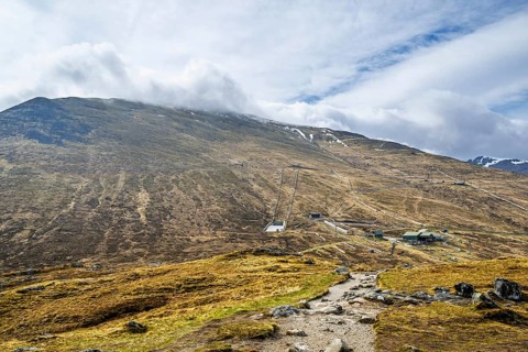 View of Nevis Range Mountains, Grampian Mountains, Fort William, Highland, Lochaber, Scotland, UK