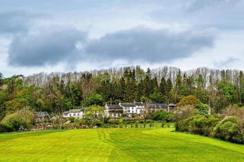 Farms, Ullswater Lake, Lake District National Park, Cumbria, England, United Kingdom