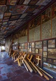 Votive plaques in the walkway around the Chapel of Grace, Kapellplatz, place of pilgrimage,