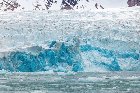 Glacier tongue, sea, Smeerenburgbreen, Spitsbergen, Svalbard