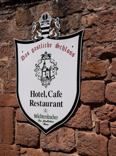 The old castle with Barbarossaplatz and the castle café in the old town centre of Büdingen, Hesse,