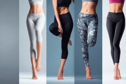 Collage of beautiful women legs in sport pants. Concept of active sporting lifestyle physical