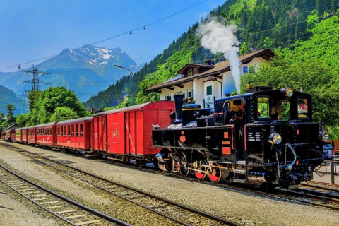 Historic Zillertal railway with steam locomotive, Zillertal, Zillertal Alps, Tyrol, Austria