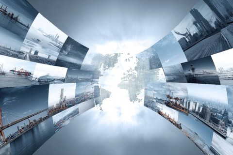 Concept of global international trade and commerce and interconnected businesses global