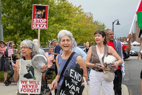 Detroit, Michigan USA - 26 July 2025 - Protesters rally at Eastern Market, banging empty pots to