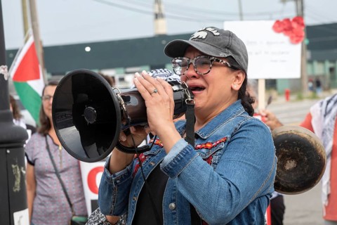 Detroit, Michigan USA - 26 July 2025 - Protesters rally at Eastern Market, banging empty pots to