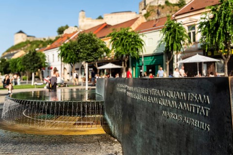 Mark Aurel fountain and fountain on Peace Square, Capital of Culture 2026, Trencín, Slovakia