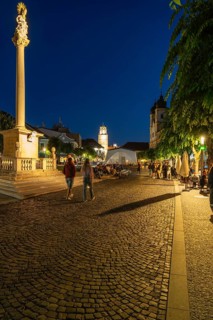 Night shot of the plague column column commemorating the victims of the plague at the beginning of