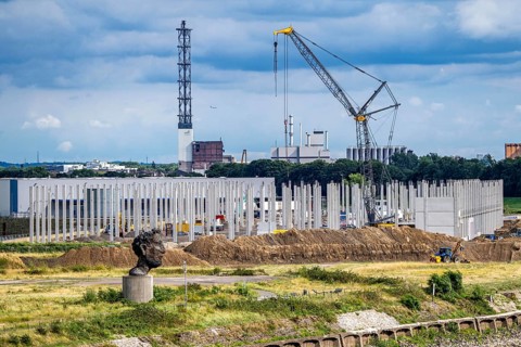 Construction of a new logistics hall on the Mercatroinsel, Hall 2, next to an existing hall, approx