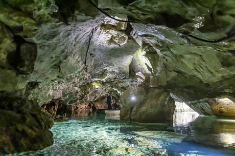 Excursion destination Wimsen Cave in the Swabian Alb. This tourist attraction is the only cave in