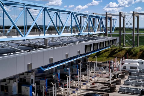 Toll station, toll, Barriere de Payage, Pont de Normandie, Normandy Bridge, cable-stayed bridge, Le