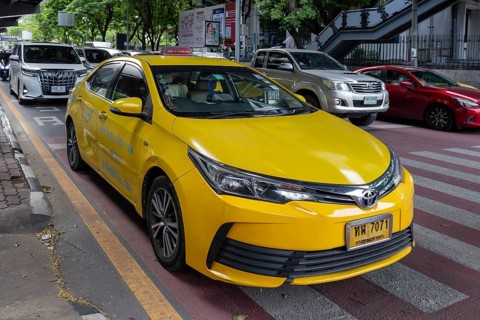 Road traffic taxi, Bangkok, Thailand
