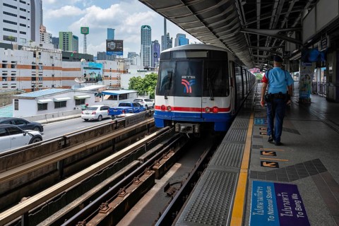 BTS Skytrain stop, Bangkok, Thailand