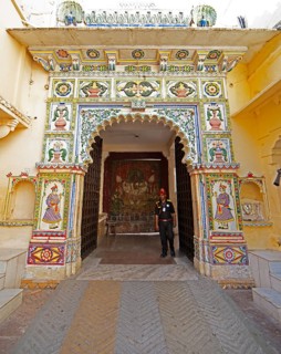 Colourful Tor tor in the City Palace, Udaipur, Rajasthan, India