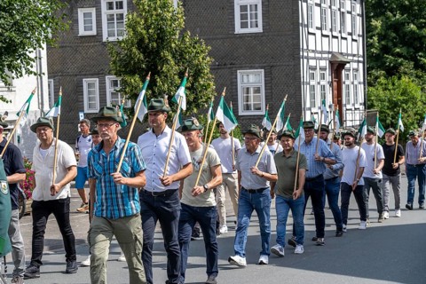 Rifle festival in Bad Fredeburg, in the Sauerland region, marching of the rifle companies in the