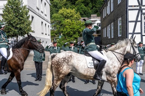 Rifle festival in Bad Fredeburg, in the Sauerland region, parade of the rifle companies in the