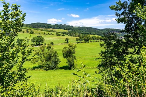 Landscape along the Sauerlandring cycle path, an 84 km long circular cycle path between the towns