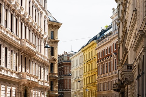 Row of houses from the Gründerzeit in Vienna, Austria