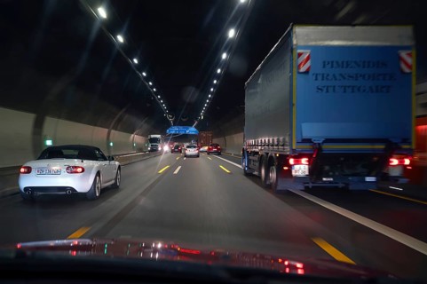 Traffic in the Engelberg Tunnel on the A 81 motorway, Baden-Württemberg, Germany