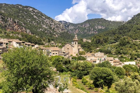 Valldemossa village on Majorca with church Holiday at the Serra de Tramuntana Travel in