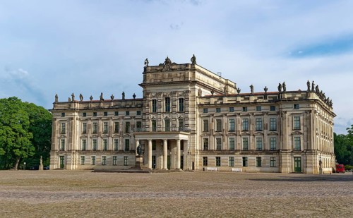 Cascades in front of Ludwigslust Castle. Ludwigslust, Mecklenburg-Western Pomerania, Germany