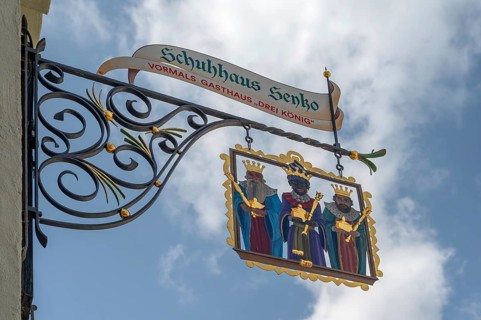 Historic nose plate from the former Drei König Inn, Bad forest lake, Baden-Württemberg, Germany