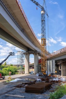 Motorway construction site at the Leverkusen-West junction, A1 and A59 motorways, new construction,