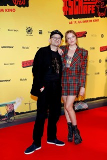 Milan Peschel and Jella Haase at the #SchwarzeSchafe premiere at the cinema in the Kulturbrauerei