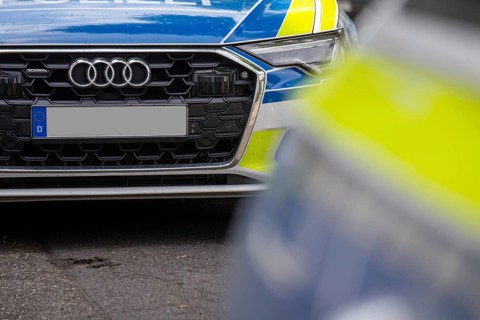 Close-up of a police car as a symbolic image for a police operation