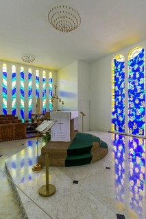 Interior view of the chapel, Chapelle du Rosaire de Vence, Chapelle Matisse, artist Henri Matisse,