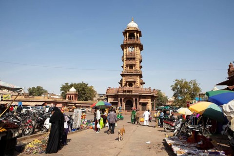 Ghanta Ghar clock tower in Sandar Market Girdikot, old town of Jodhpur, Rajasthan, India