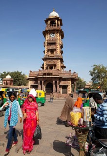 Ghanta Ghar clock tower in Sandar Market Girdikot, old town of Jodhpur, Rajasthan, India