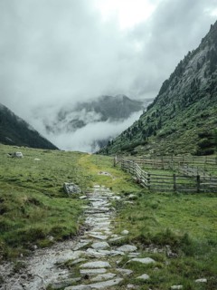 Historic mule track, Windbachtal, Krimmler Tauern, Pinzgau, Salzburg, Austria